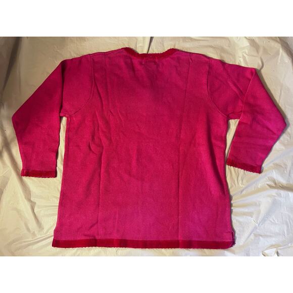 Vintage Quacker Factory Pink Snowman Beaded/Sequin Christmas V-Neck Sweater - 1X - Picture 16 of 16